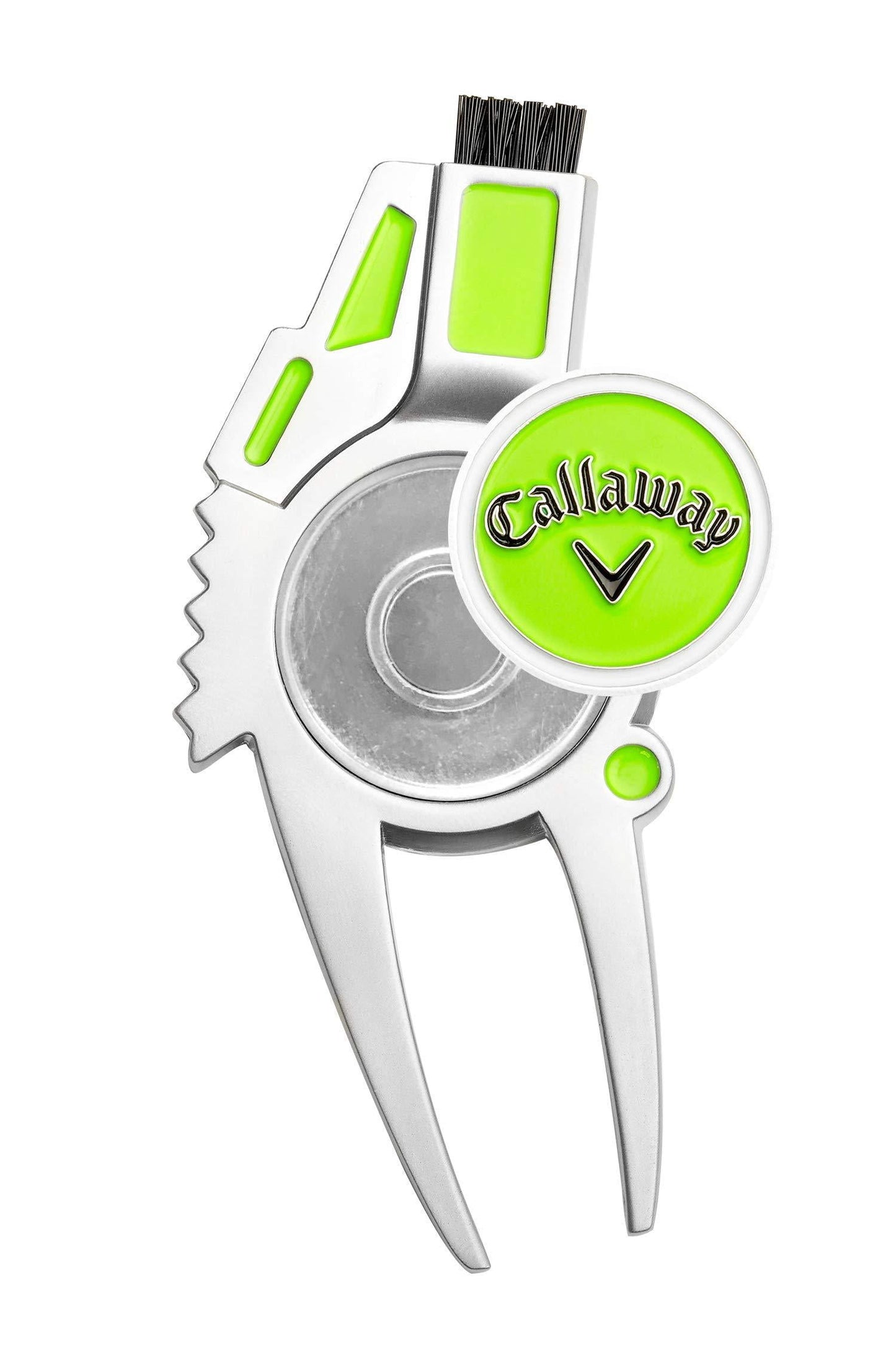 4 in 1 Divot Repair Tool, Includes Ball Marker, Brush and Groove Cleaner, Green