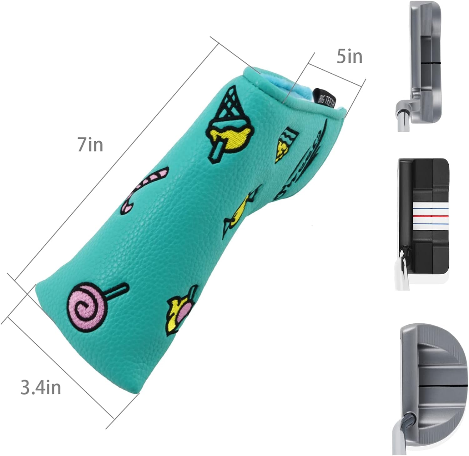 Golf Blade Putter Cover Headcover Club Protector Magnetic Bar Closure, Sweet Candy Putter Headcover Blade Putter Headcover for Scotty Cameron Taylormade Odyssey