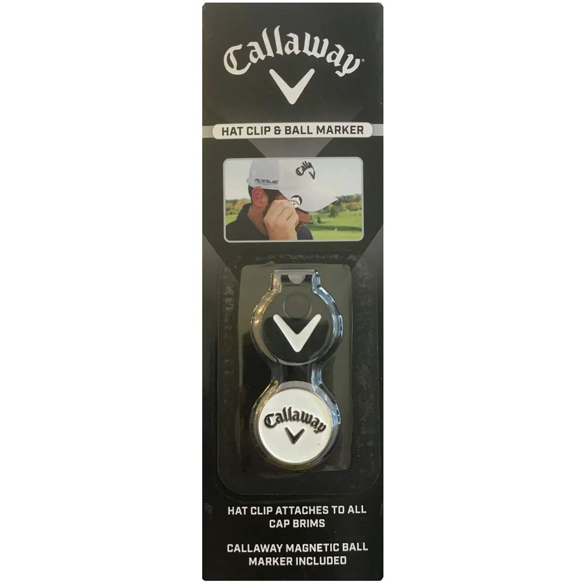 Hat Clip and Ball Marker, Metal - Black/White