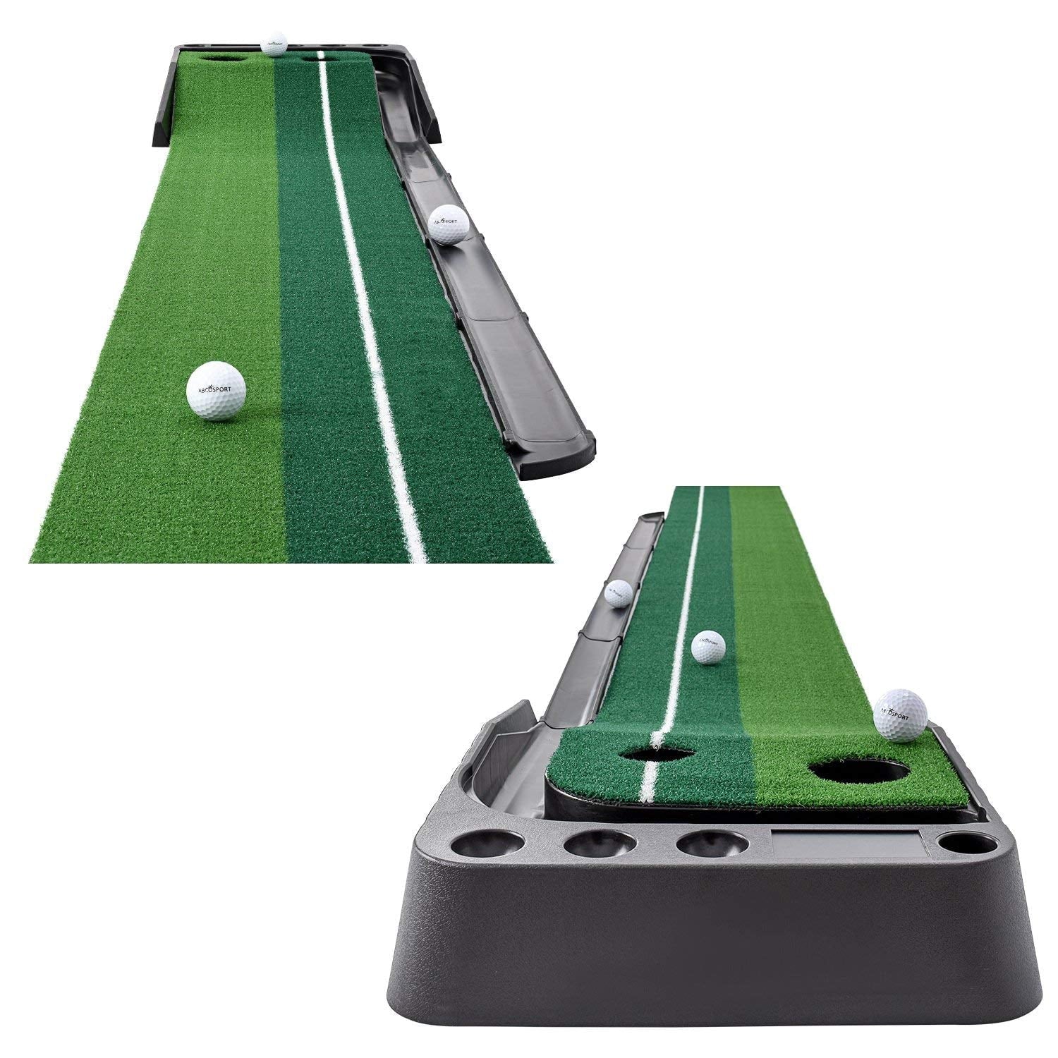 Indoor Golf Putting Practice Mat – Auto Ball Return Function – Life-Like Portable Golf Court Real-Like Grass – Extra-Long Golf Mat – 3 Bonus Balls