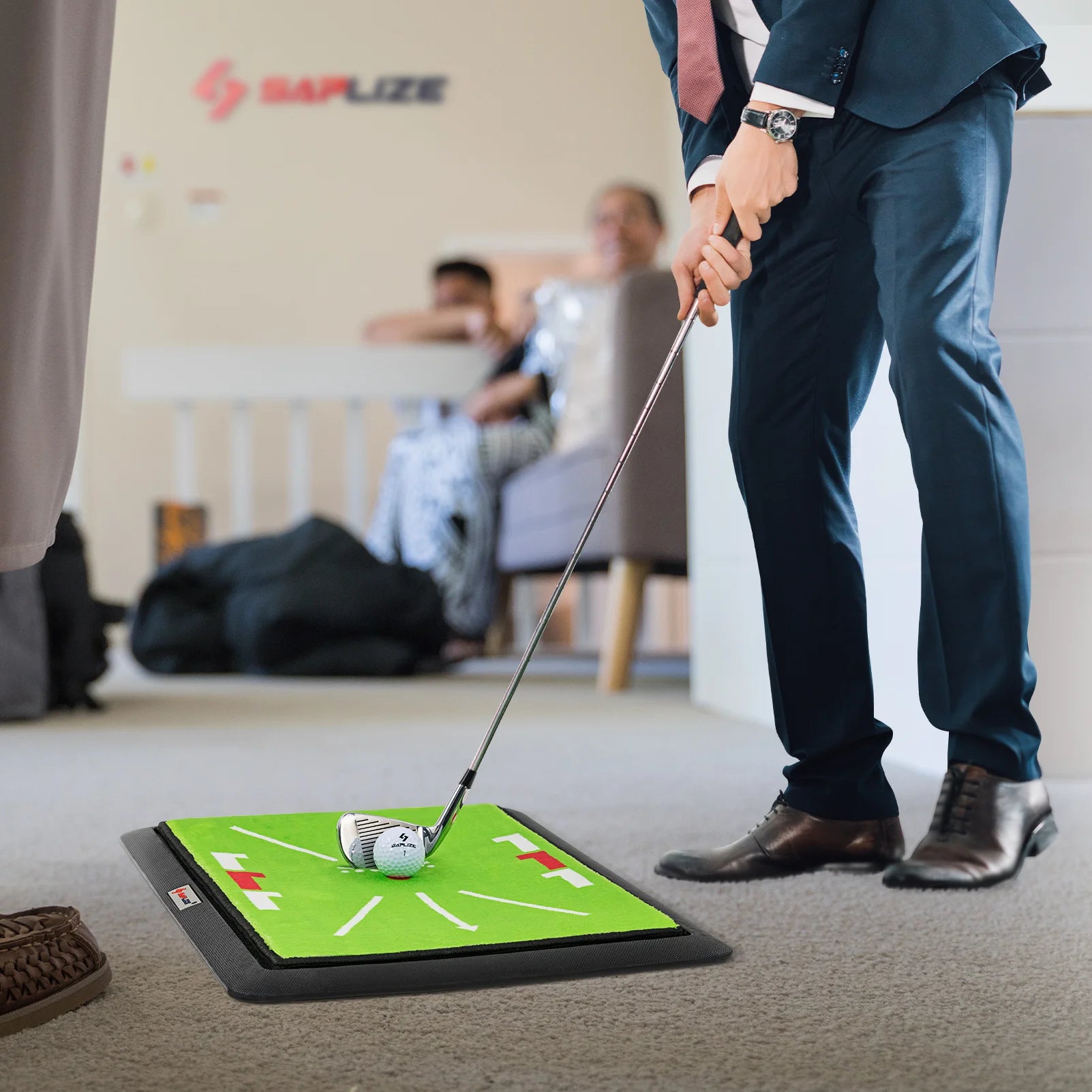 Replaceable 3-In-1 Golf Hitting Mat with Heavy Duty Base, 13" X 17" Tri-Turf (Impact Mat/Fairway/Rough) for Hitting, Chipping, Putting and Tracing Swing Path Golf Practice Mat