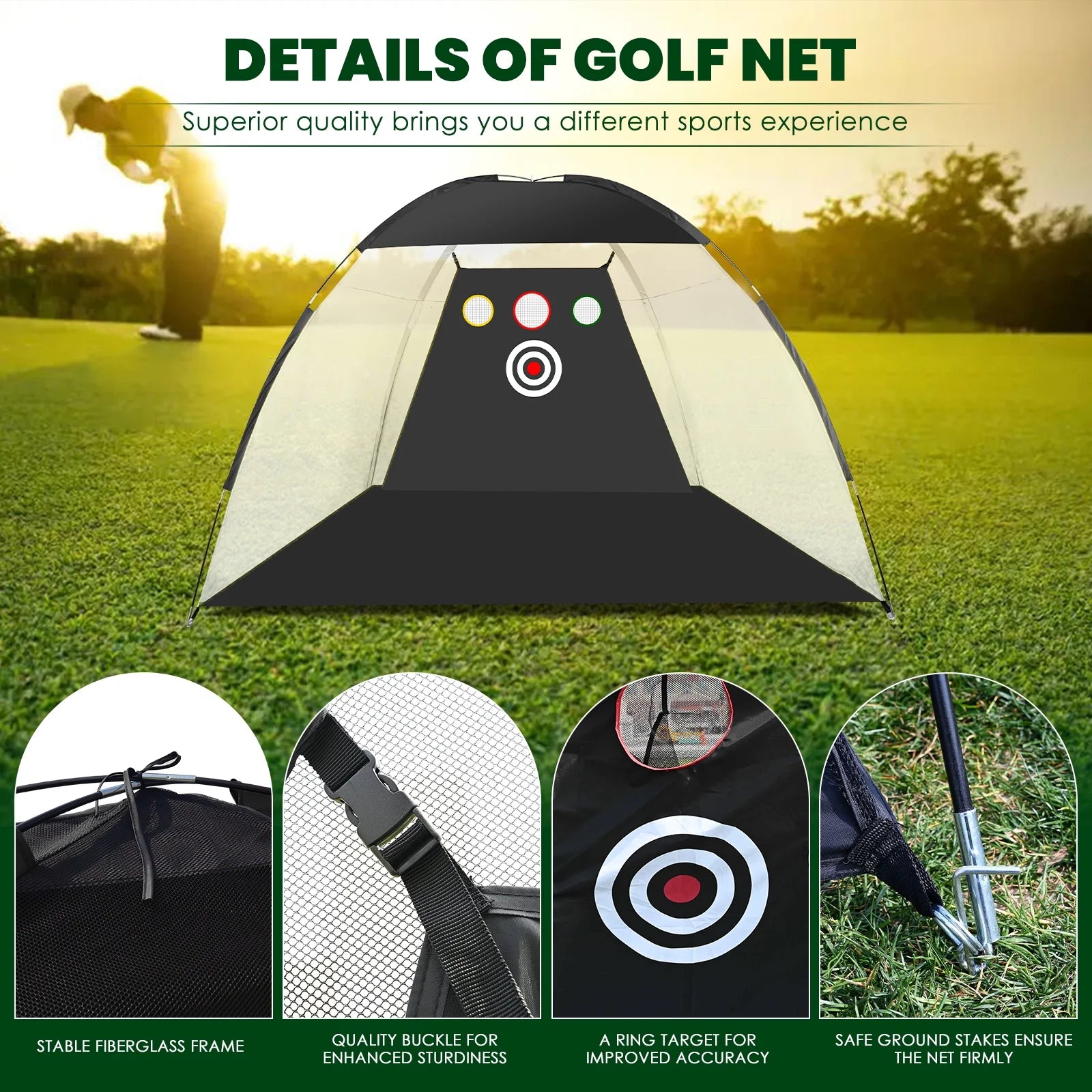 Golf Practice Net, 3M/10FT Golf Hitting Nets with Hitting Mat, 3 Balls, a Tee and a Carry Bag, Golf Foldable Training Aids Practice Nets for Men Kids Indoor Outdoor Sports Game