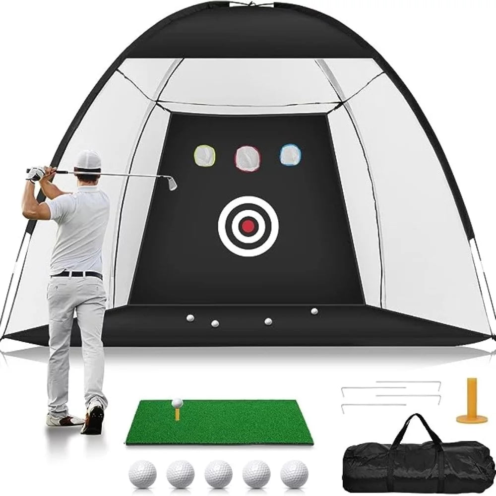 Golf Practice Net, 10X7Ft Golf Hitting Aids Nets with Targets, Carry Bag for Backyard Driving