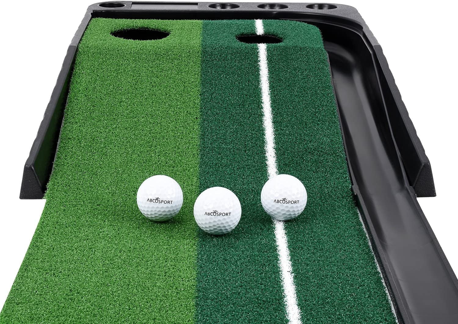 Indoor Golf Putting Practice Mat – Auto Ball Return Function – Life-Like Portable Golf Court Real-Like Grass – Extra-Long Golf Mat – 3 Bonus Balls